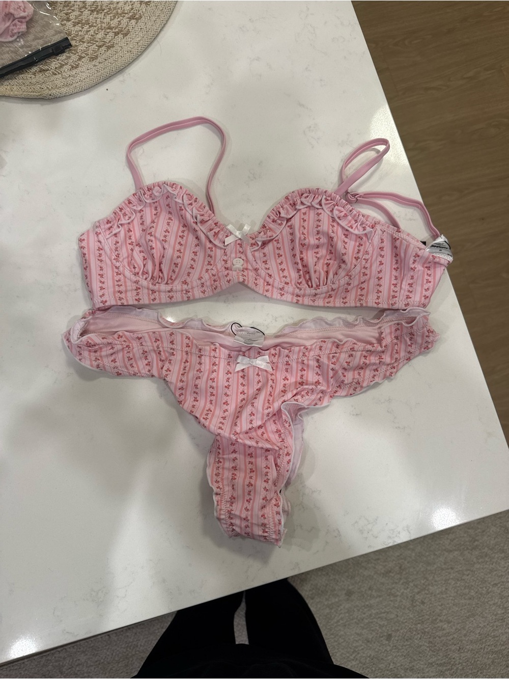 Pink Ruffle Trim Bikini - Picture 2 of 3